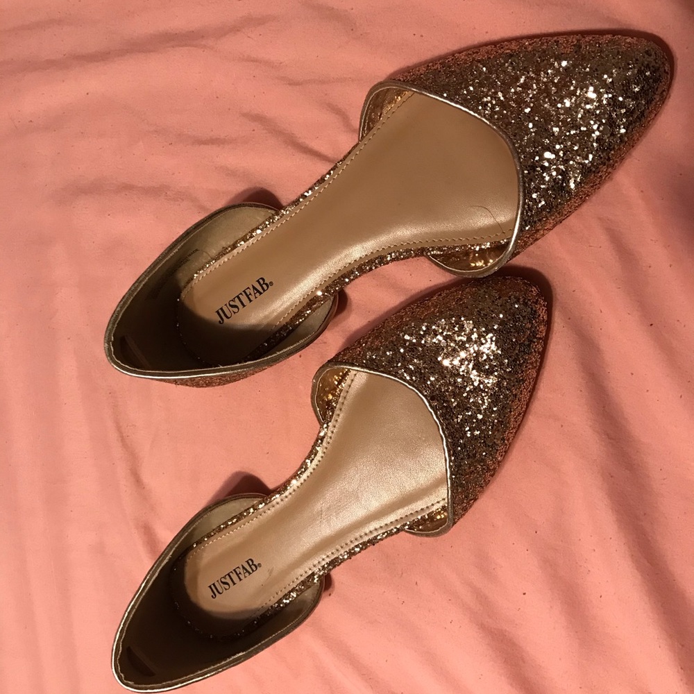 Gold sparkly justfab size 9”